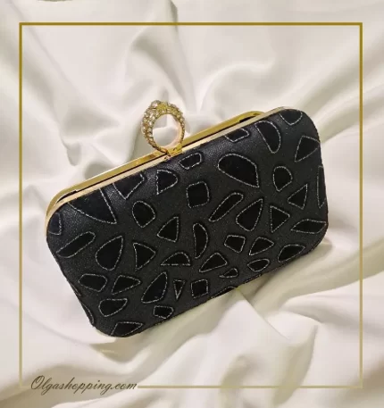 خرید کیف مجلسی مشکی انگشتری